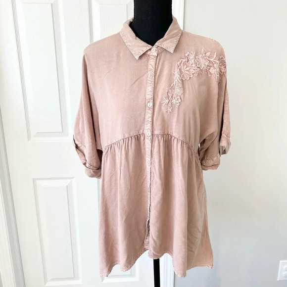 Solitaire Nude Blush Embroidery Tiered Back  Tunics - Picture 2 of 16